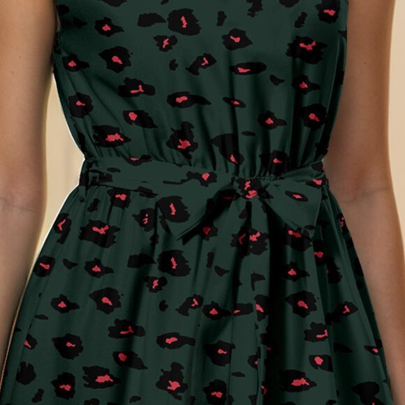 Frill Grecian Neck Tie Waist Mini Dress - Picture 6 of 7